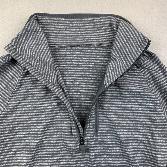 Lululemon Mens Pullover Small Gray Striped 1/4 Zip Lightweight Performance Soft - Picture 2 of 9